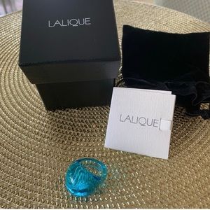 Lalique turquoise ring, size 7,5, with soft black pouch